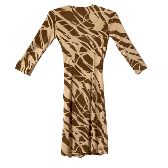 New York & Company Size XS Womens Dress Brown Beige Wrap Knee Length - Picture 2 of 7